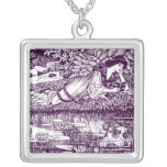 Art nouveau woman reading pendant