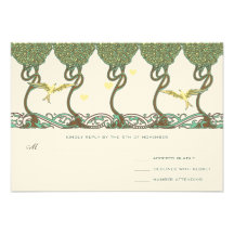 Art Nouveau Woodland Vintage Bird Wedding Invites