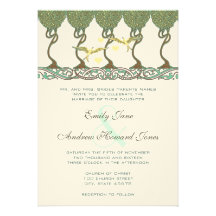 Art Nouveau Woodland Vintage Bird Wedding Invites