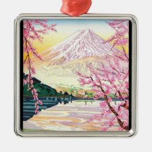 Art oriental frais de cerisier de ressort de Fuji  Ornement De Noël