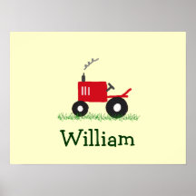 Art personnalisé de mur de tracteur : Tracteur rou Poster