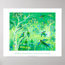 Art Poster: Emerald Parrots, Banrock Station