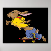 Art Poster / Print - Skateboarding Rabbit