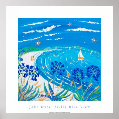 Art Poster: Scilly Blue View, Tresco by johndyergallery