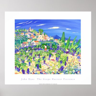 Art Poster: The Grape Harvest, Provence, Rastteau by johndyergallery