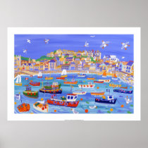 Art Print: Boats in the Harbour, St Ives,Cornwall
