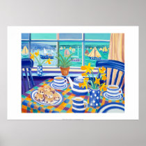 Art Print: Cornish Tea Time. ( Cornish Blue )