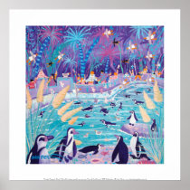 Art Print: Purple Penguin Party