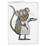 Art Rat Mouse Painter Artist Whimsical Brush Paint Card
