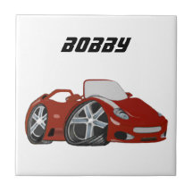 Art rouge de voiture de bande dessinée carreaux