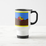 Art rouge et jaune de camion à benne basculante de tasse à café