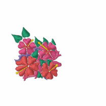 Art Top Joanne Short Embroidered Hibiscus. Pink