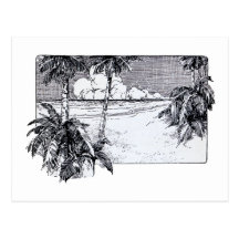 Art tropical de cru de vent du sud de plage cartes postales