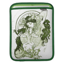 Art vert vintage de dame housses ipad