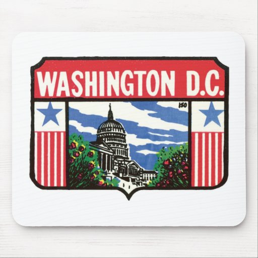 Art vintage de Washington D.C. State Label de voya Tapis De Souris