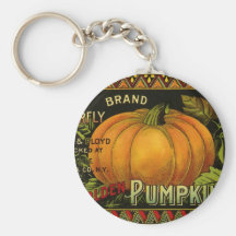 Art vintage d'étiquette de produit ; Citrouille de Porte-clés