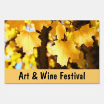 Art & Wine Festival outdoor Signs Autumn Leaves