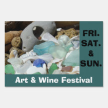Art & Wine Festival outdoor signs Blue Seaglass