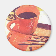 Art with coffee fridge magnets