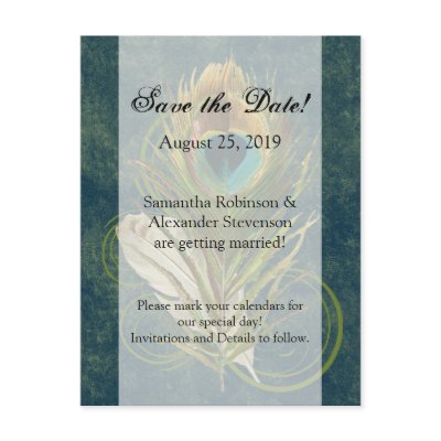 Artful Detail Peacock Feather Save the Date by CustomInvites