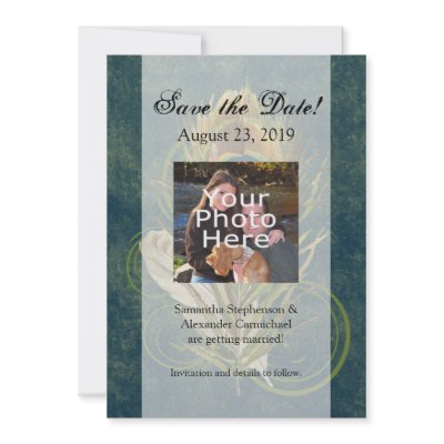 Artful Detail Peacock Wedding 5x7 Save the Date by CustomInvites
