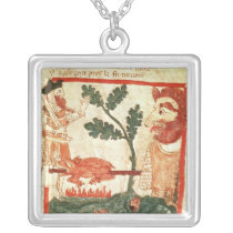 Arthur meets the giant roasting a pig on a custom necklace