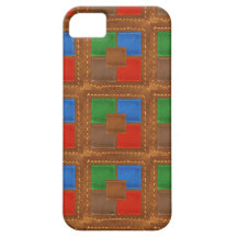 Artisan Elegant Leather Look Squares Patchwork iPhone 5 Covers