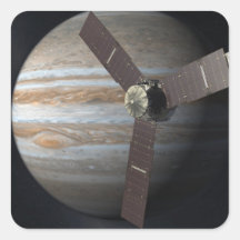 Artist rendition of JUNO orbiter at Jupiter Square Sticker