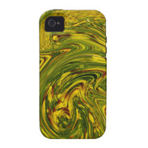 Artistic Abstract Swirls Yellow Green Floral iPhone 4/4S Covers