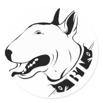 Artistic Bull Terrier Dog Breed Design Round Sticker