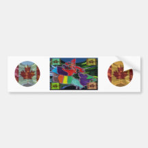 Artistic Canadian Map and MapleLeaf Bumper Stickers
