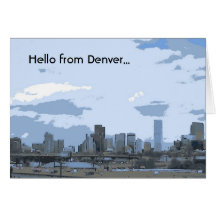 Artistic Denver Colorado skyline customizable card