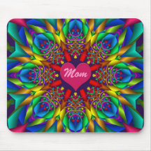 Artistic Kaleidoscope Mousepad with Heart & Text