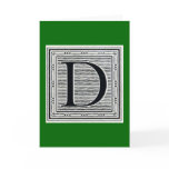 Artistic Letter "D" Woodcut Woodblock Initial