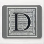 Artistic Letter "D" Woodcut Woodblock Initial Mouse Pad