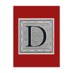 Artistic Letter "D" Woodcut Woodblock Initial