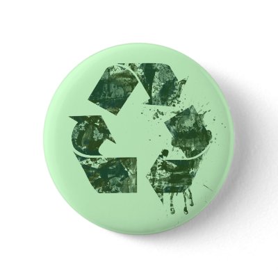 Artistic Recycle Symbol Pinback Button by FamilyCares