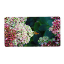 Artistic Rendition of Butterfly Perched on Flowers Custom Shipping Labels