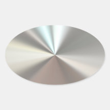 Artistic silver metal oval sticker