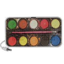 Artist's colourful paint colour box laptop speakers