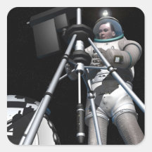 Artist's concept of future space exploration square sticker