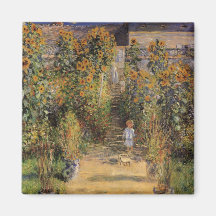 Artist's Garden at Vetheuil by Monet, Vintage Art Fridge Magnet