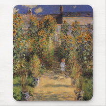 Artist's Garden at Vetheuil by Monet, Vintage Art Mouse Pads