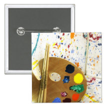 Artists Paint Splatter And Pallet of Paint Button