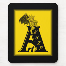 ArtKSZP Logo mit kleinem Golem schwarz gelb design Mauspads
