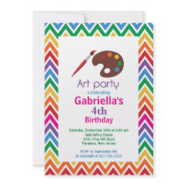 Arts & Crafts Kids Paint Birthday Party Announcements