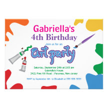 Arts & Crafts Kids Paint Birthday Party Personalized Invite