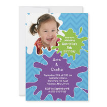 Arts & Crafts Kids Paint Photo Birthday Party Personalized Invitation