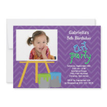 Arts & Crafts Kids Paint Photo Birthday Party Personalized Invite