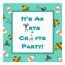 Arts turquoises et fête d'anniversaire des enfants cartons d'invitation